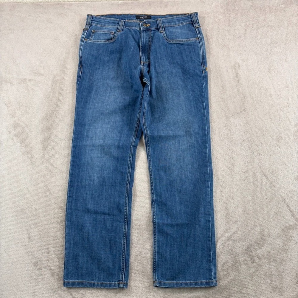 5.11 Tactical Regular Fit Defender-Flex Jeans in Medium Wash Indigo Men 36x32